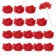 30Pcs Hydrangea Artificial Flowers, Fake Hydrangea Flowers with Stems, Red