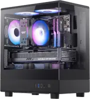 Micro ATX PC Case, Pre-Install 3 PWM ARGB Fans Computer Case, Full View Dual Tem