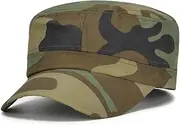 [LINCYS] Military Training Camouflage Multicolor Flat Top Hat Travel Sunshade Cap Hat Students Military Training Hat Baseball Cap