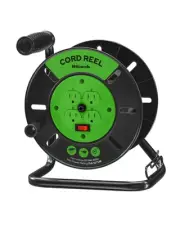 Extension Cord Storage Reel with 4-Grounded Outlets, 15A Circuit Breaker, Hea...
