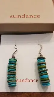 NEW Sundance Catalog Turquoise & Sterling Silver Drop Earrings - Gift Box