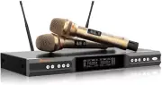 Professional Wireless Karaoke Mincrophone System - Golden Dragons Engraved