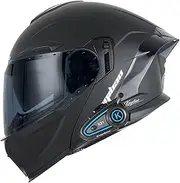 Double Visor Motorcycle Modular Helmet,Bluetooth Flip-Up Motorbike Helmets,DOT/ECE Approved Moped Street Bike Racing Full Face Motorbike Helmet for Adults Men and Women