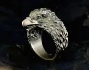 Vintage Eagle Mens Silver Ring Handmade Mens Ring Biker Ring Unique Animal Ring
