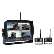 7 Inch Wireless Backup Camera System Split with 2 WIFI Solar Cameras for RV, Truck, Trailer, Van