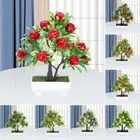 Small Artificial Plants Bonsai Plastic Fake Plant Potted Windowsill Decor