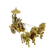 Brass Krishna Arjuna Rath Chariot Horses Showpiece | Home Decor | Krishna Arj...