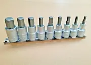 Teng Tools Hex Bit Socket Set 9Pc 1/2" Dr. 5 -17mm Socket Rail M1212 Inhex Head