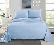 Ramesses Cashmere Touch Flannelette Sheet Set, King, Steel Blue