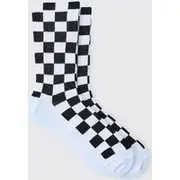 Mens Jacquard Checkerboard Socks In Black