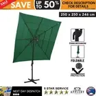 Outdoor Garden Parasol 4-Tier Square Patio Umbrella 2.5m Sun Shade Aluminium Pol