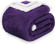 [BEAUTEX] Sherpa Fleece Throw Blankets, Soft Fluffy Flannel Plush Blanket and Throw, Fuzzy Cozy Purple Cuddle Blankets for Couch Bed Sofa Adults (50" x 60", Purple)