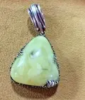Sterling Silver .925 ~Large Milky Baltic Amber 1.5" x 2.5" Pendant w/Large bail