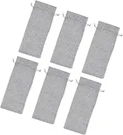 BESTOYARD 6Pcs Grey Wine Bottle Bags Reusable Burlap Wine with Drawstring Present Pouches for Parties Wine Carrier for Standard Bottles