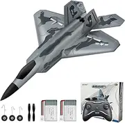 HAWK'S WORK 2 CH RC Airplane, F-22 RC Plane Ready to Fly, 2.4GHz Remote Control Airplane, Easy to Fly RC Glider for Kids & Beginners