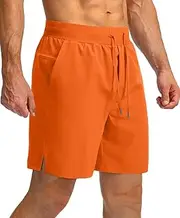 [Soothfeel] Men's Running Shorts with Zipper Pockets 7 Inch Lightweight Quick Dry Gym Workout Athletic Shorts for Men