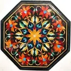 Octagon Marble Sofa Side Table Semi Precious Stone Inlay Work Coffee Table Top