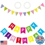 GOSUOA Colorful Happy Birthday Banner With 12Pcs Pennant Flags, Paper Bunting