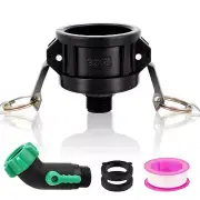 275 330 Gallon IBC Tote Fittings with 45 Degree Hose Elbow Shut Off Valve Tan...