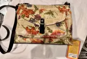Patricia Nash Newspaper Kirby C/b Multicolor Floral Print Leather Crossbody Bag