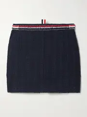 [Thom Browne] Thom Browne - Striped Cotton-blend Tweed Mini Skirt - Blue - IT40 IT 40 Blue