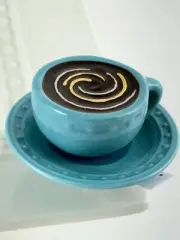 Nora Fleming (retired) mini - A209 “Warm Me Up” Coffee Cup&Saucer - Gold Swirl