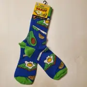 Avocado Toast with Egg and Lemon Crew Socks Locals Only Blue Green Unisex NEW
