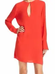 $789 Equipment Women's Red Bonnie Plunge Split Neck Mini Shift Dress Size XS