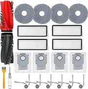 21 Pack Accessories Kit Compatible with Roborock Qrevo Curv/Qrevo Edge Robot Vacuum, 1 Main Brush Roller, 4 Hepa Filters,4 Mop Pads, 4 Dust Bags, 6 Side Brush