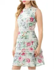 NEW REVIEW MALLORY FLORAL DRESS SIZE 8 NEW WITH TAGS WHITE / MULTI