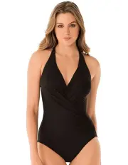 [Miraclesuit Swim] Wrapsody Halter Neck Shaping Swimsuit in Black
