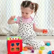 Baby Activity Cube 6-in-1 Learning Toy Set, Includes ABCD Letters, Colorful Shape Sorter, Vehicle Puzzles, 4 Piano Keys and More for Kids