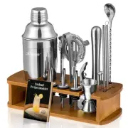 Cocktail Shaker Set Bartender Kit with Stand | Essential Drink Mixer Tools