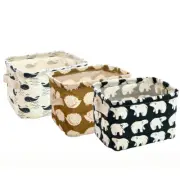 Small Canvas Storage Bins Organizer with Handles, Animal, Set of three