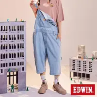 在飛比找momo購物網優惠-【EDWIN】男裝 橘標 寬版吊帶牛仔短褲(重漂藍)