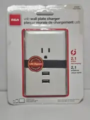 RCA DUAL USB Power WALL PLATE 2.1 AMP FAST CHARGER