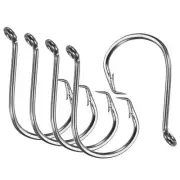 10Pcs 3/0# Fishing Circle Hooks Carbon Steel Offset Hooks w Barbs Black