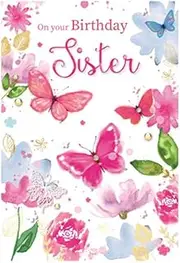 Simon Elvin On Your Birthday Sister Greetings Card (Pack of 6) (UK Size: One Size) (Multicoloured)