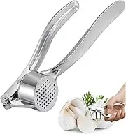 NZM Garlic Press - 304 Stainless Steel Garlic Mincer & Crusher, Heavy Duty, Easy Squeeze, Rust Proof, Easy Clean - Garlic Press for Kitchen, Ginger Peeler Garlic Crusher