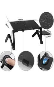 Foldable and adjustable 17-inch laptop stand with fan and mouse holder