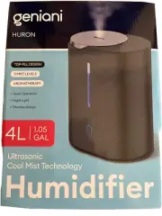 Top Fill Humidifier for Bedroom with Essential Oil Diffuser 4L in Black NEW