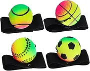 4Pcs Glow Dark Wrist Return Ball Portable Elastic Sports Balls for Includes Basketball Football Baseball and Tennis for and Group Play