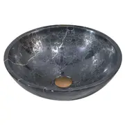 420*420*140mm Black Marble Stone Round Above Counter Art Basin