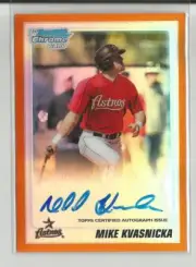 2010 Bowman Chrome Draft Mike Kvasnicka Autograph Orange Refractor Rookie # / 25