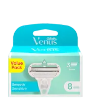 New Gillette Venus Smooth Sensitive Ladies Razor Blades Refill 8 Pack