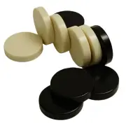 URIA STONE BACKGAMMON CHECKERS 1-1/4" DIAMETER COLORS IVORY & BLACK