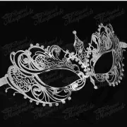 Women Extravagant Luxury Filigree Laser Cut Venetian Masquerade Mask [Silver]