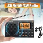 Portable Pocket Digital LCD FM/AM/SW Radio w/Alarm Clock Sleep Timer Earphones