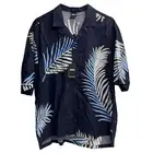 Hugo Boss Short Sleeve Camp Shirt Navy Blue Palm Fronds Lars_O 50473784 $138