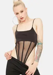 Give Me Time Paneled Mesh Bodysuit